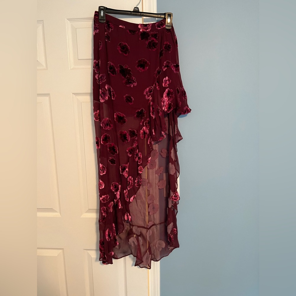 For Love and Lemons size XS high low velvet burnout float skirt. NWOT